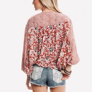 Free People Sheila’s Floral Lightweight Kimono in Red